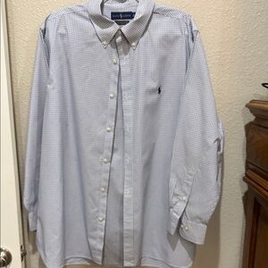 Polo by Ralph Lauren Men's White and Blue Gingham Shirt